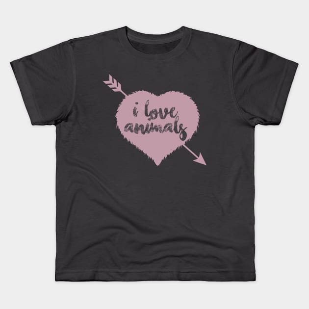 I Love Animals Gift for Kitty and Puppy Lovers graphic Kids T-Shirt by nikkidawn74